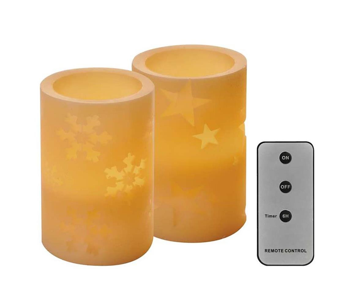 SADA 2x LED Vánoční dekorace 2xLED/2x2AA + dálkové ovládání