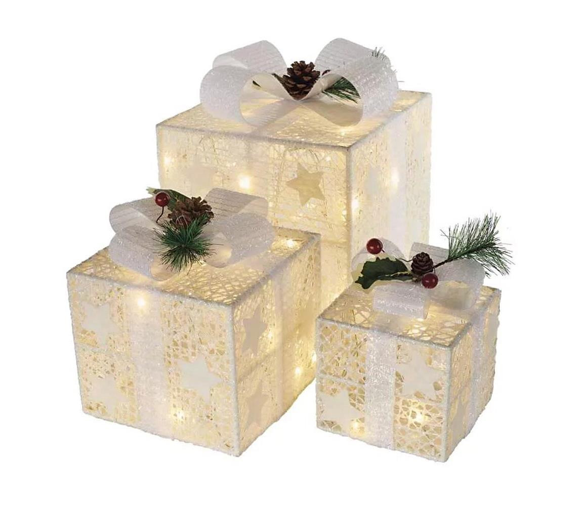 lED dárky s ozdobou, 3 velikosti, vnitřní, teplá bílá (DCFC27)