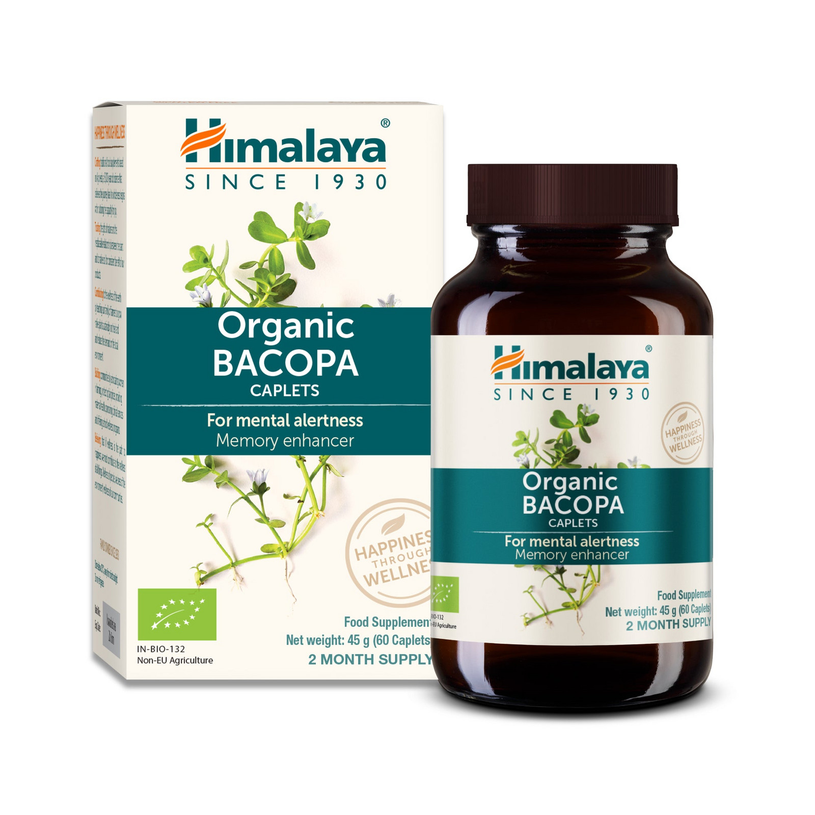 Himalaya Herbals Himalaya Organic Bacopa, Bakopa drobnolistá, BIO, 60 kapslí