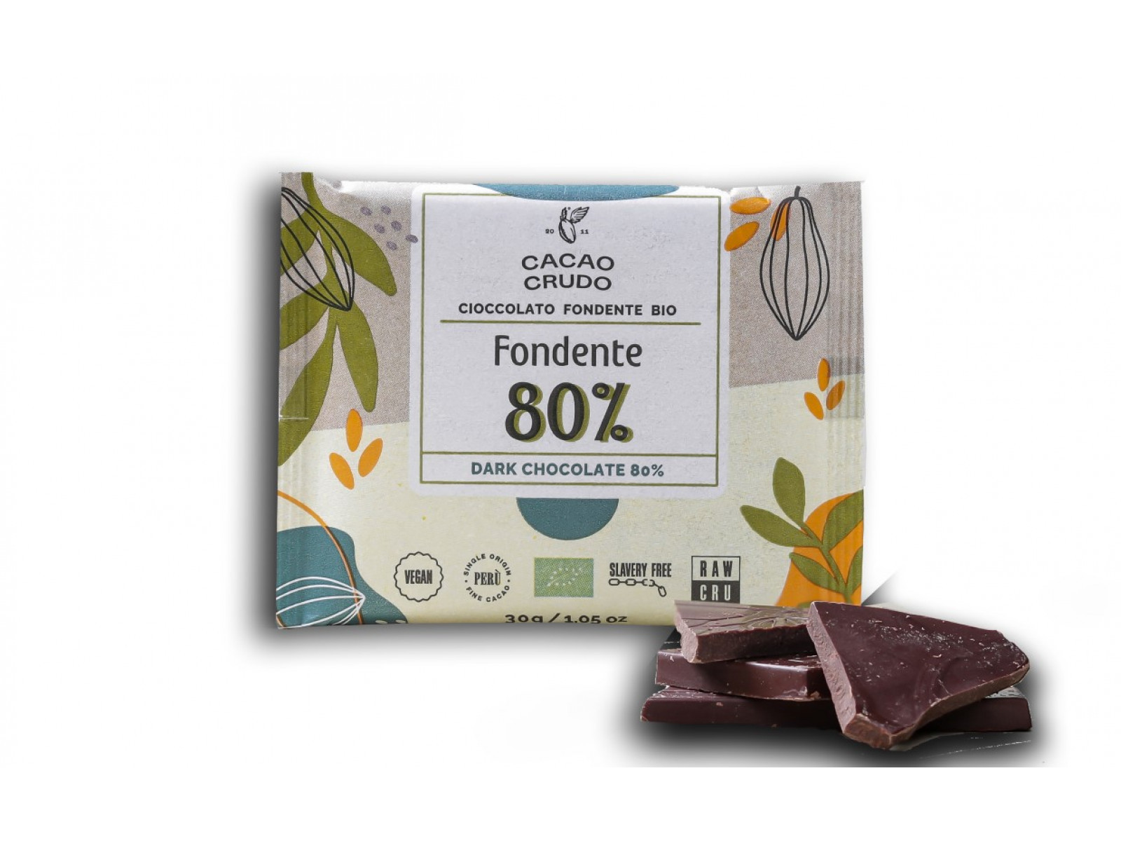 Cacao Crudo Raw Hořká čokoláda 80%, BIO, 30 g