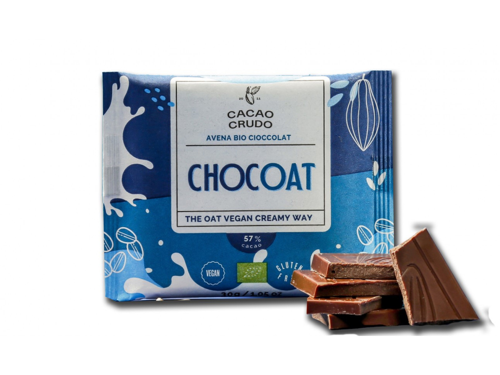 Cacao Crudo Raw Ovesná hořká čokoláda, BIO, 30 g