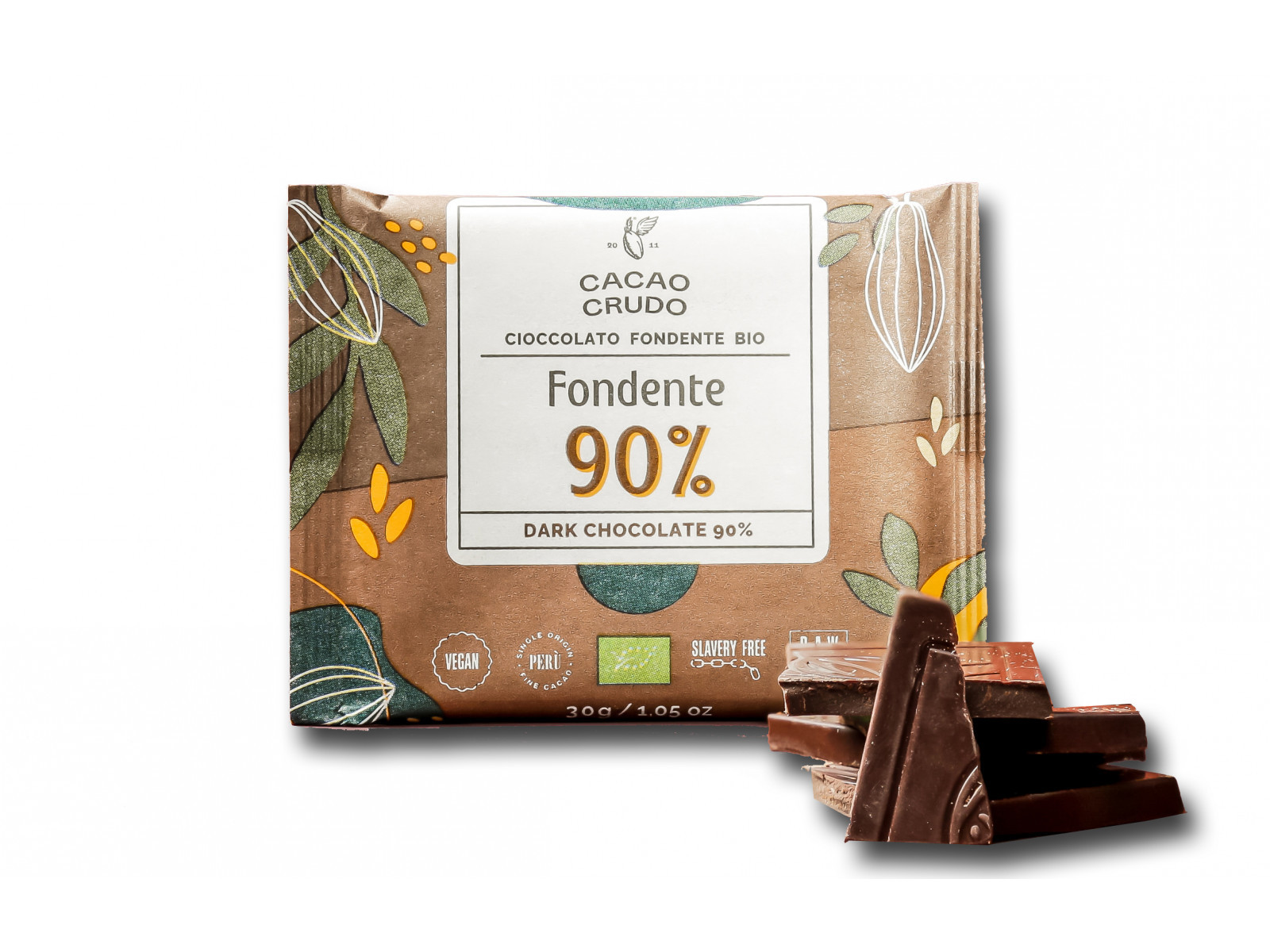 Cacao Crudo Raw Hořká čokoláda 90%, BIO, 30 g