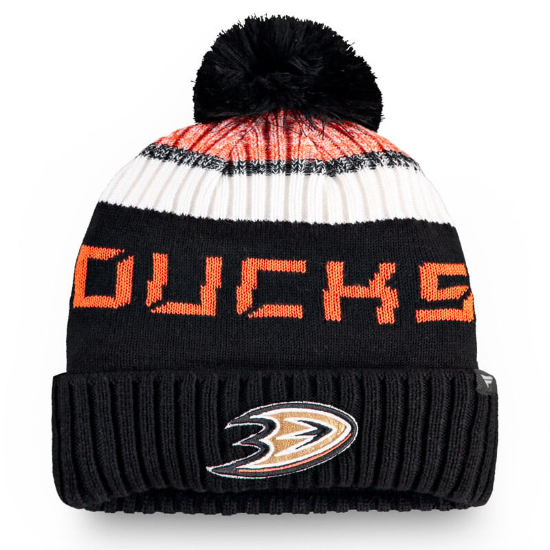 Čepice Fanatics Authentic Pro Rinkside Goalie Beanie Pom Knit NHL Anaheim Ducks, OS