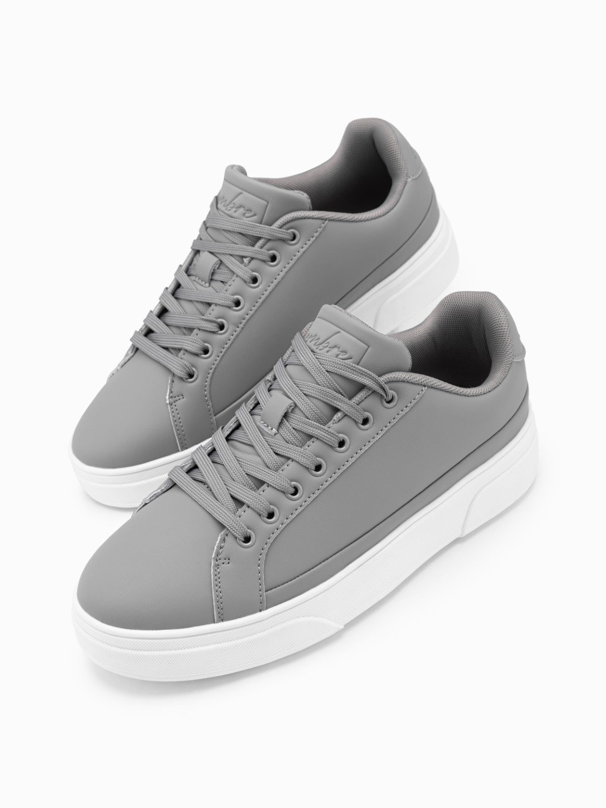 Ombre Men's eco leather sneakers shoes with thick sole - grey