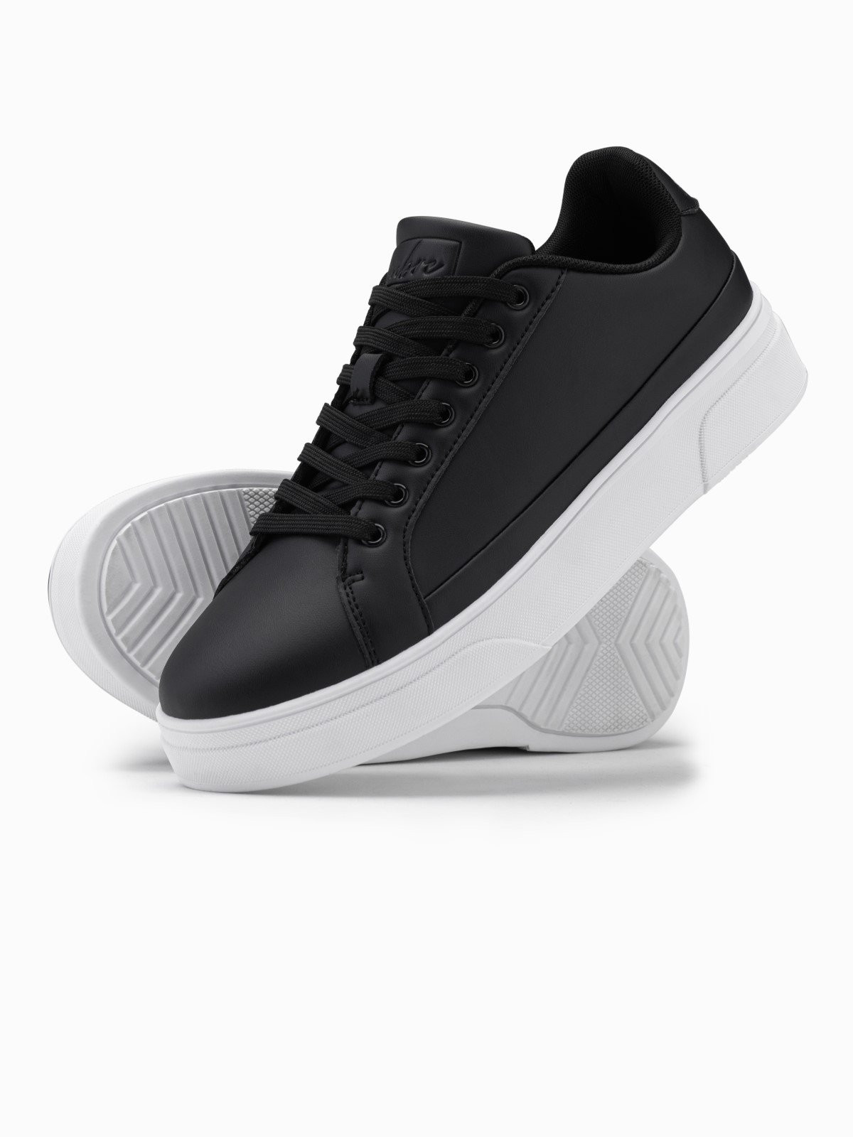 Ombre Men's eco leather sneakers shoes with thick sole - black