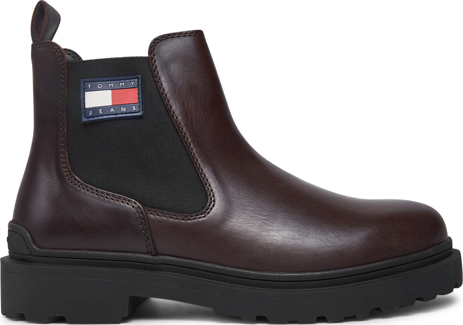 Kotníková obuv s elastickým prvkem Tommy Jeans Tjm Leather Chelsea Boot EM0EM01448 Hnědá