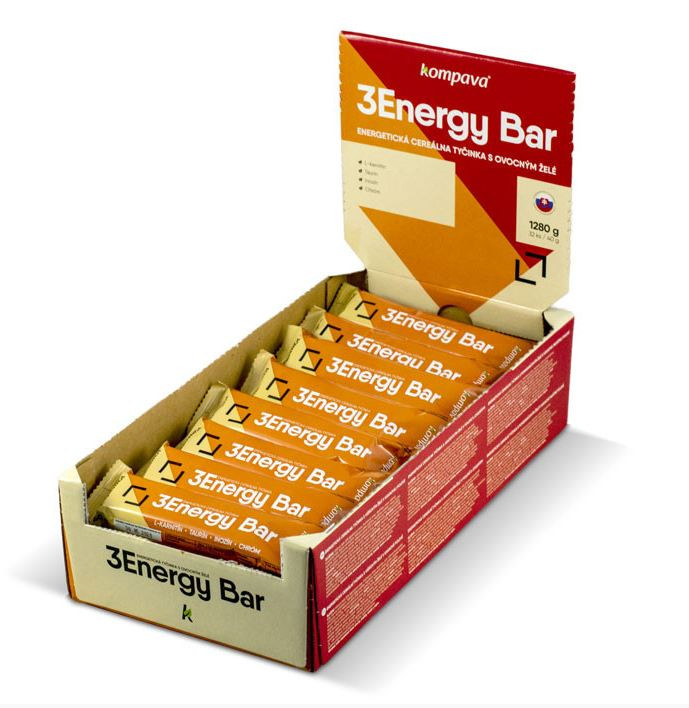 KOMPAVA 3Energy bar 32ks-pomeranč - mléčna poleva 32 x 40 g