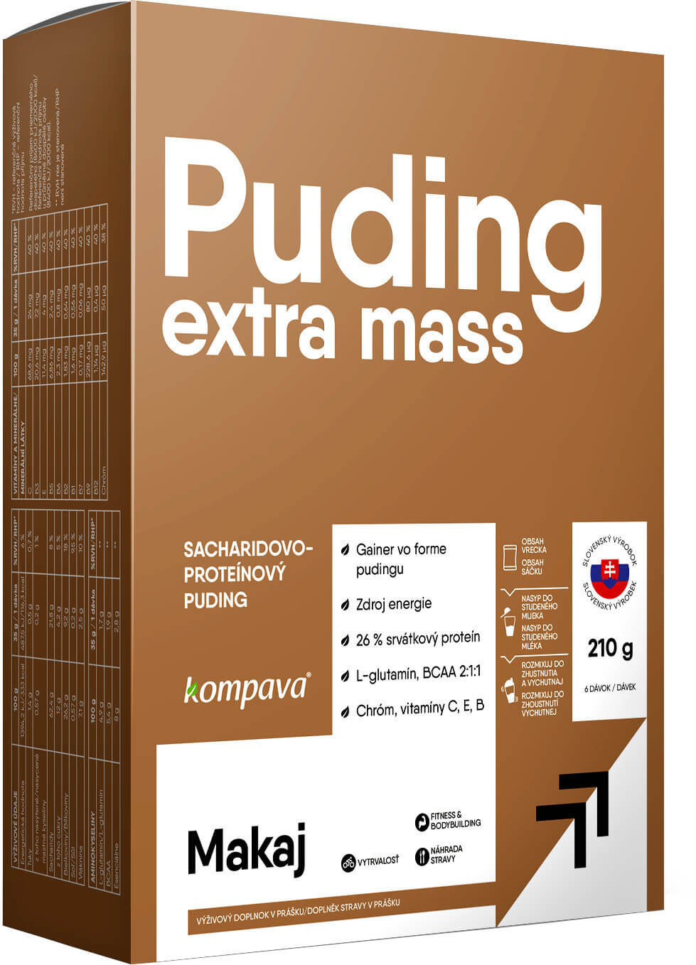 KOMPAVA Extra Mass Puding  - vanilka-čokoláda 6 x 35 g