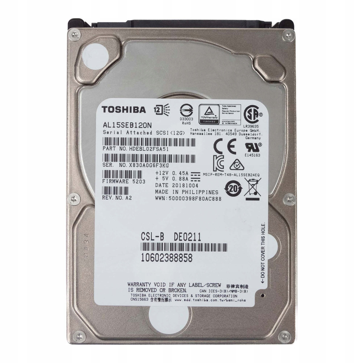 Fujitsu 10602388858 1,2TB 10K 128MB SAS-3 2,5'' AL15SEB120N