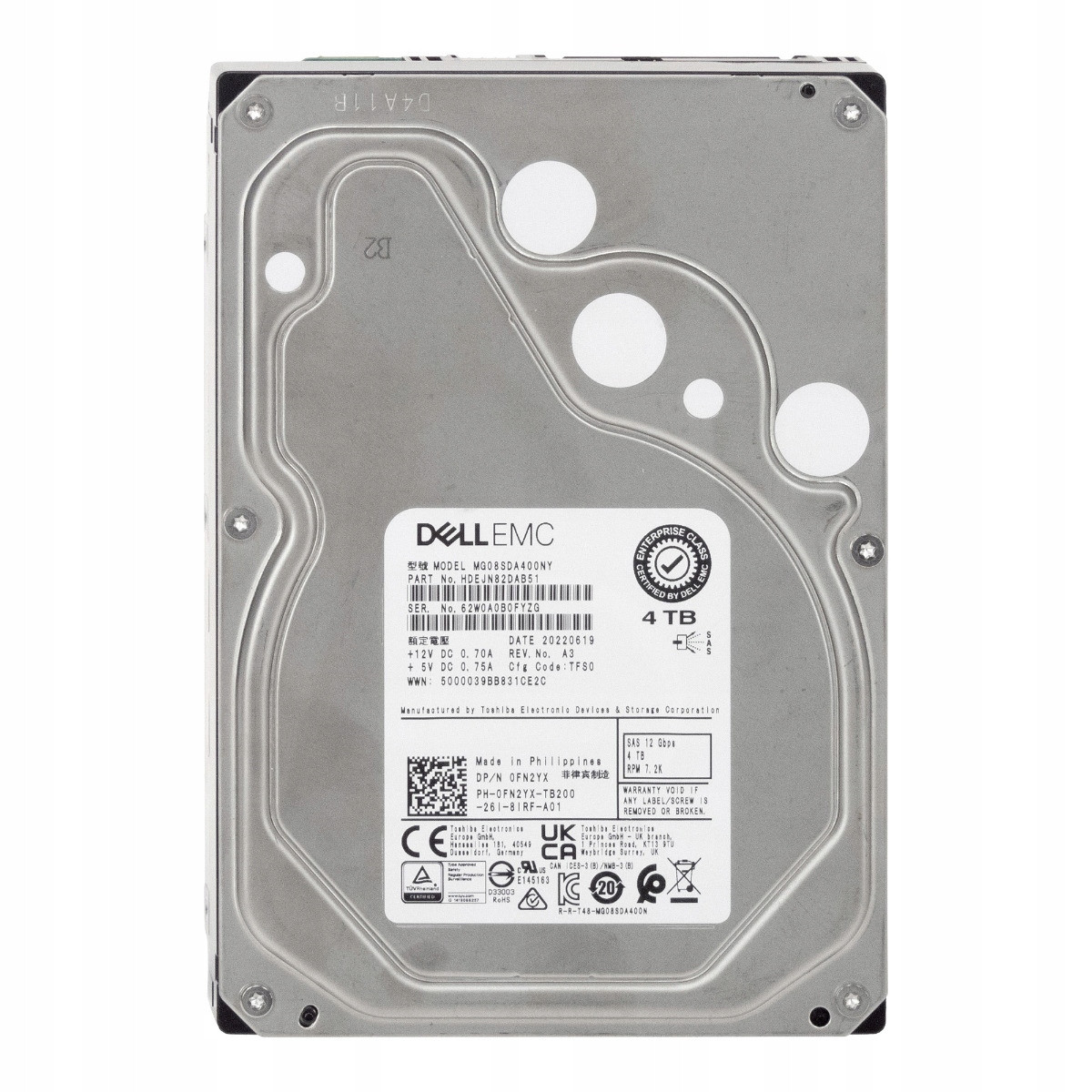 Dell 0FN2YX 4TB 7.2K 256MB SAS-3 3.5'' MG08SDA400NY