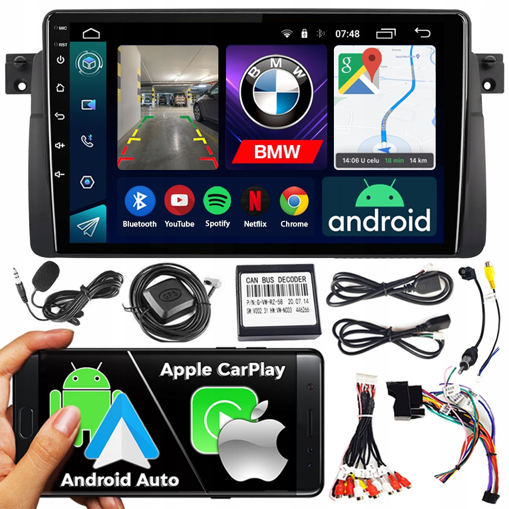 2DIN Ncs Autorádio RS-305 Bmw E46 1998-2005 Android Bt Navigace