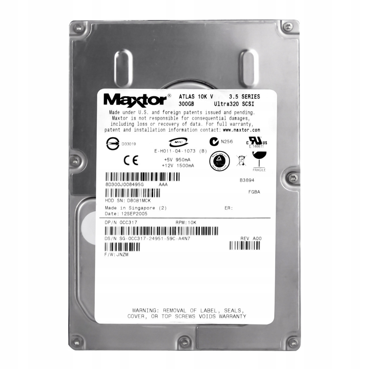 Dell 0CC317 300GB 10K 8MB Scsi U320 3,5'' 8D300J0