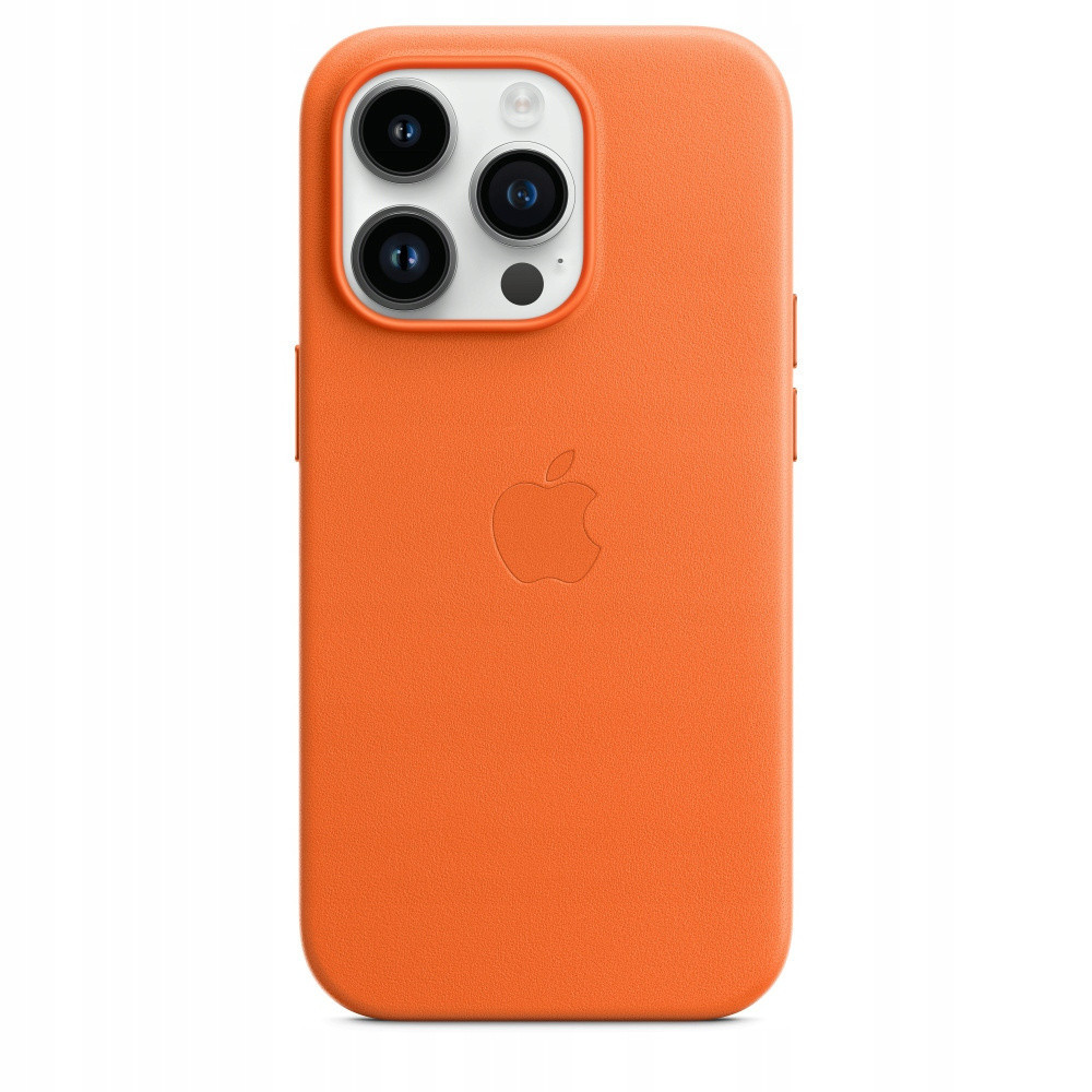 Kožený kryt Magnetické na iPhone 14 Pro Orange