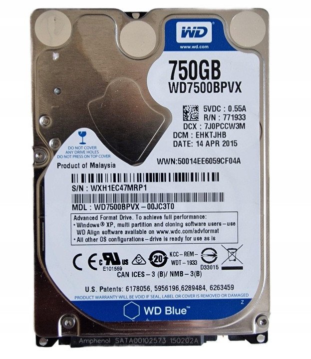 Interní disk Western Digital Wd 750GB 2,5'' 7,2K Sata III