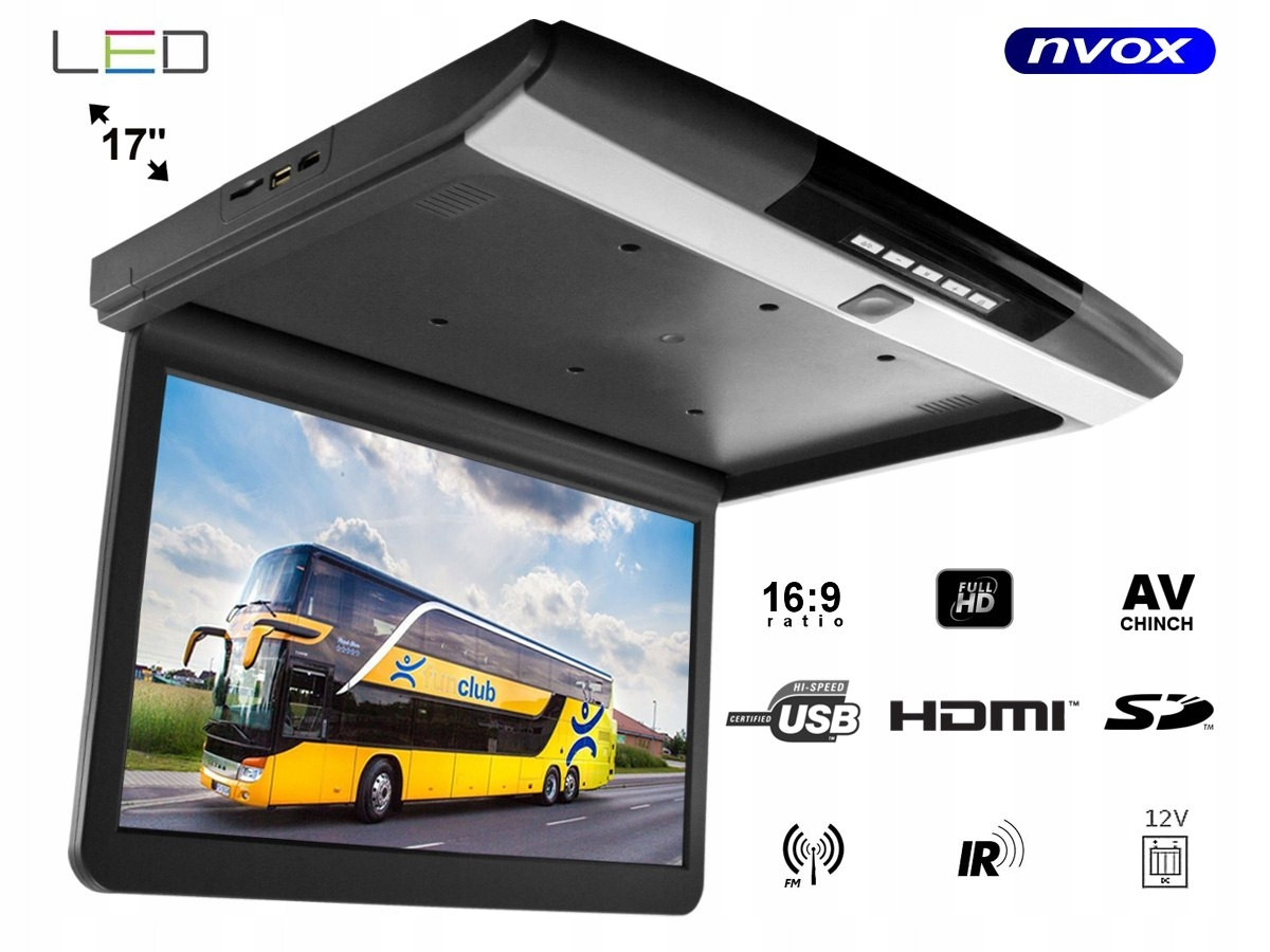 Podhledový monitor led 17cali hdmi usb sd ir fm full hd