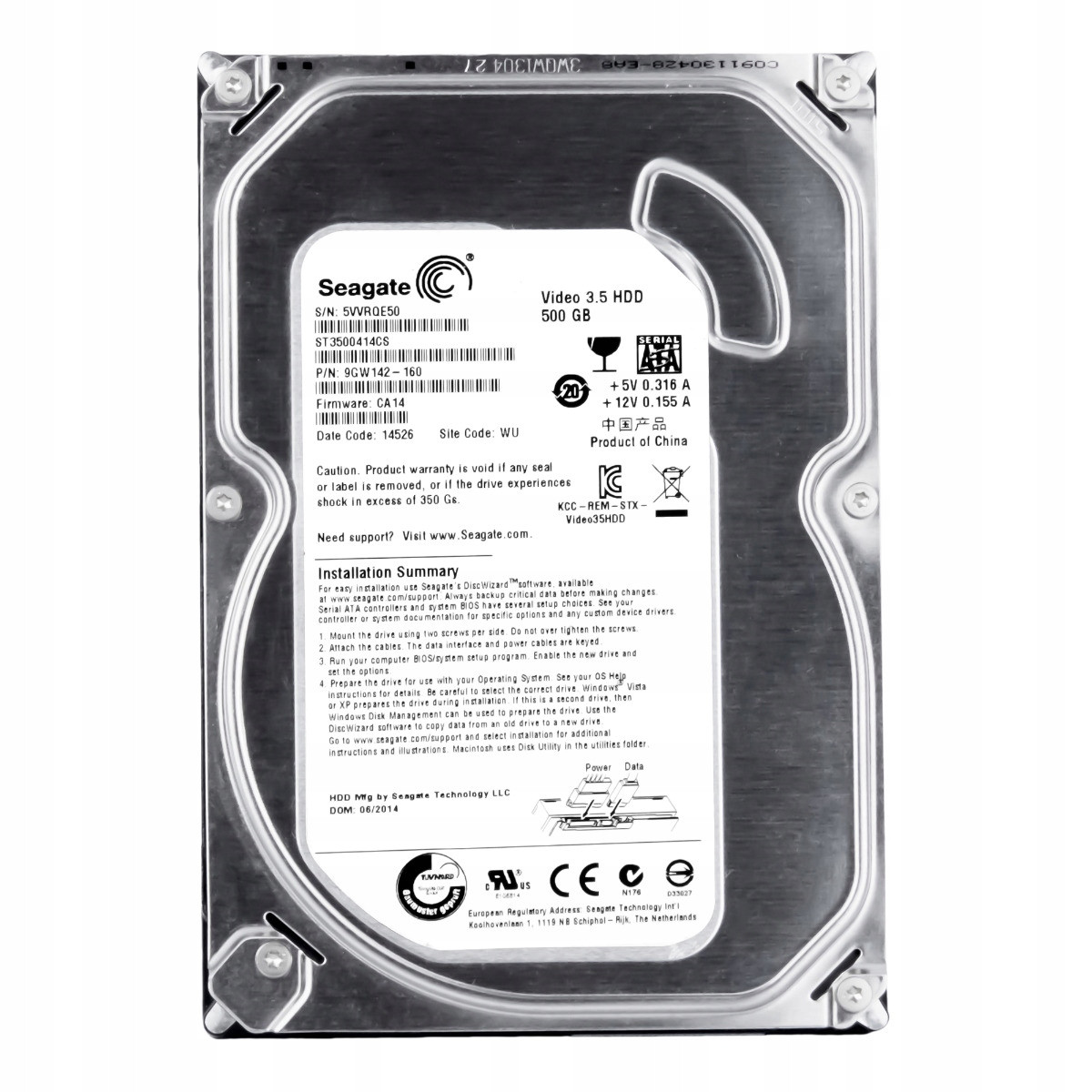 Seagate Video 3.5 Hdd 500GB 5.9K 16MB Sata II 3.5'' ST3500414CS