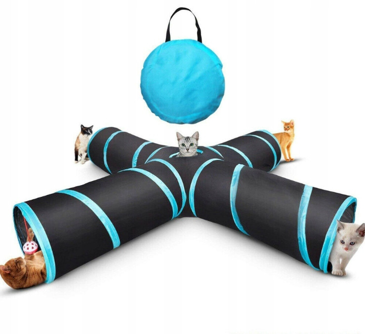 Hračka pro kočky Tunel na hraní Skládací tunel,4cestný tunel pro kočky,