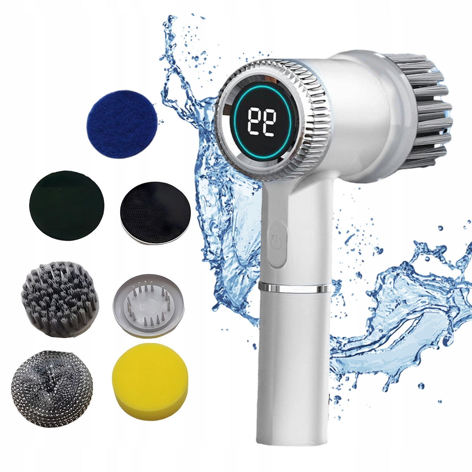 Ruční Elektrický Čisticí Kartáč Krátká Rukojeť S 5 Prémiovými Hlavami