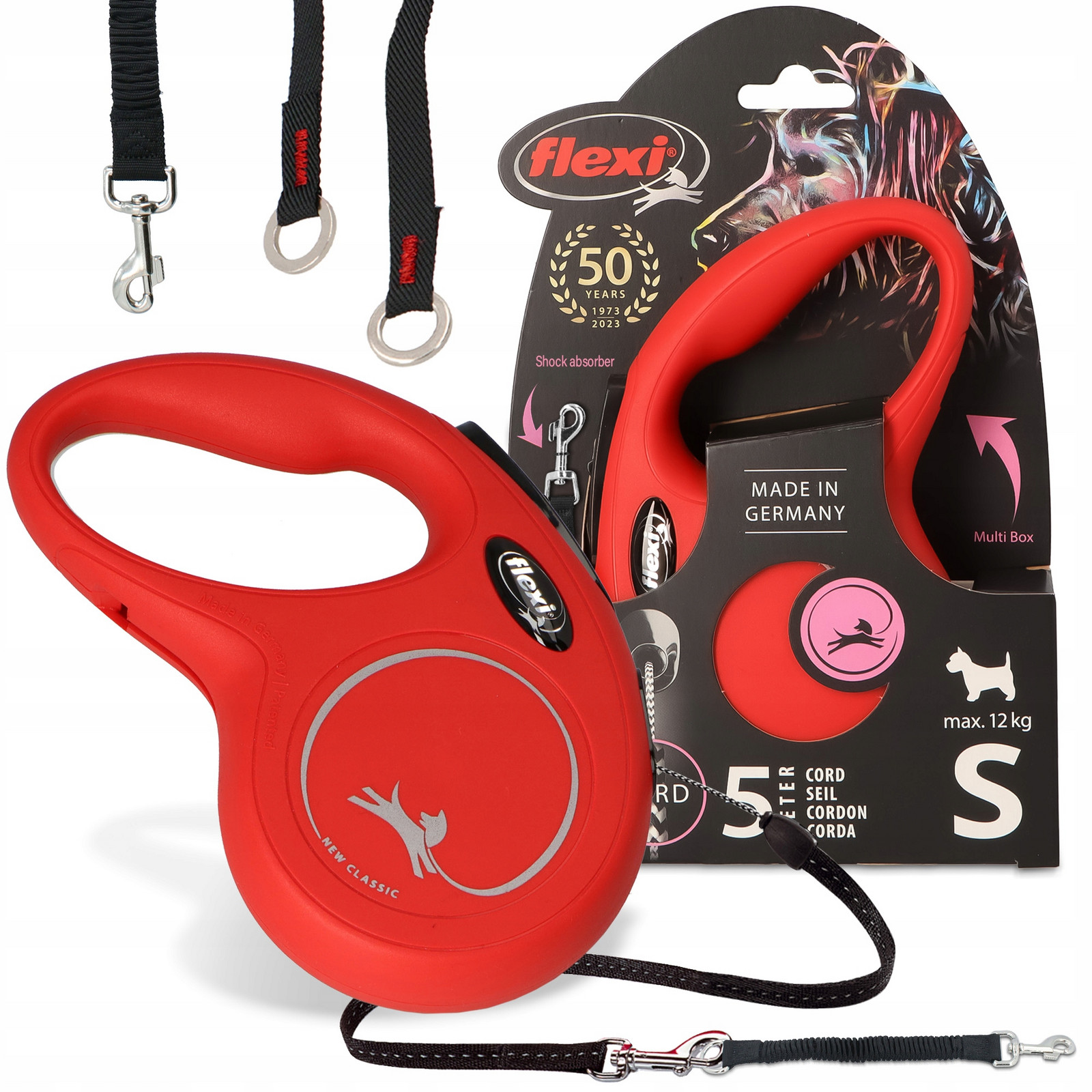 Vodítko Automatické Psa 5m Lanko Svinovací Tlumič pro vodítko Trénink 21cm