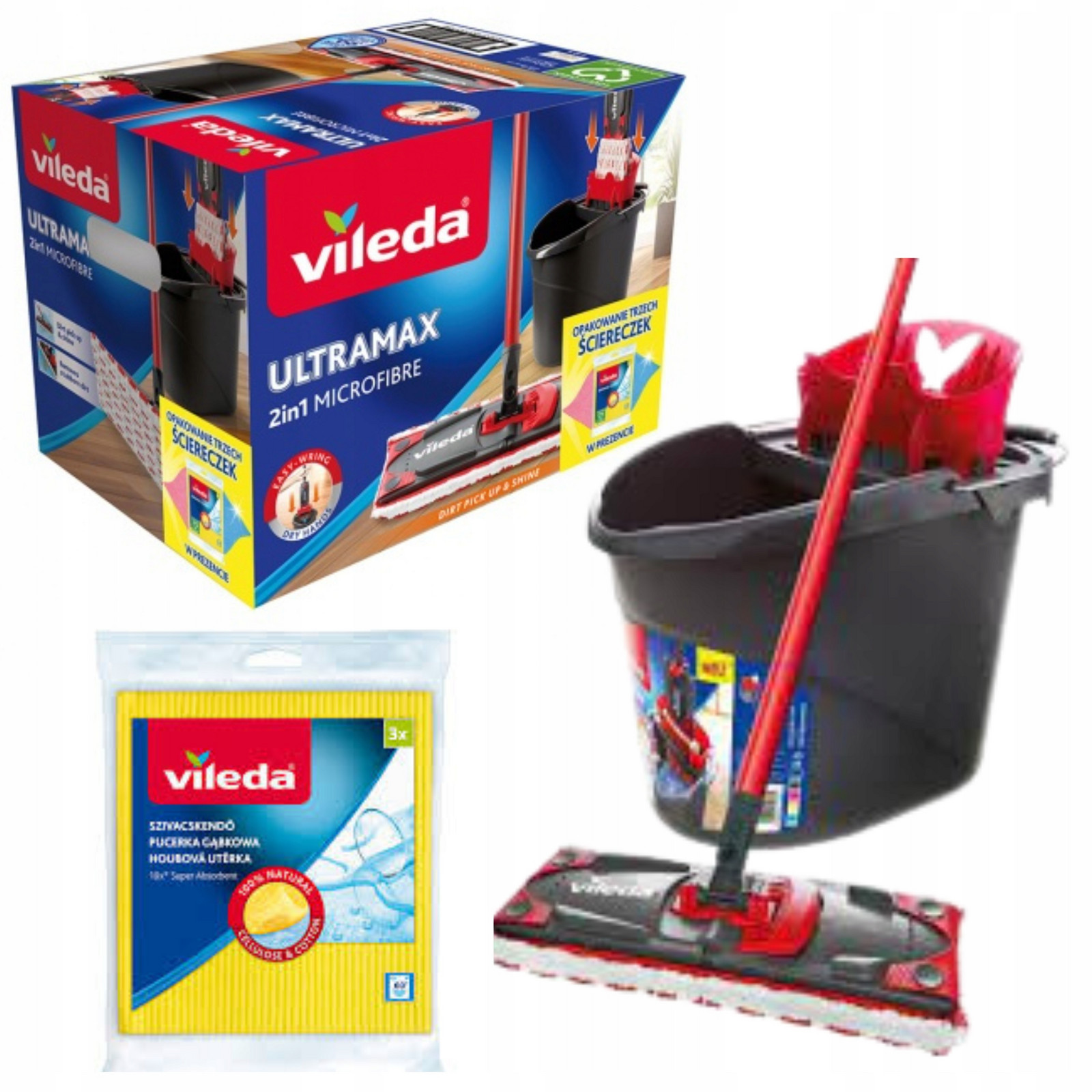 Vileda Ultramax Mop Box plochý kbelík se ždímačem náplň microfibre