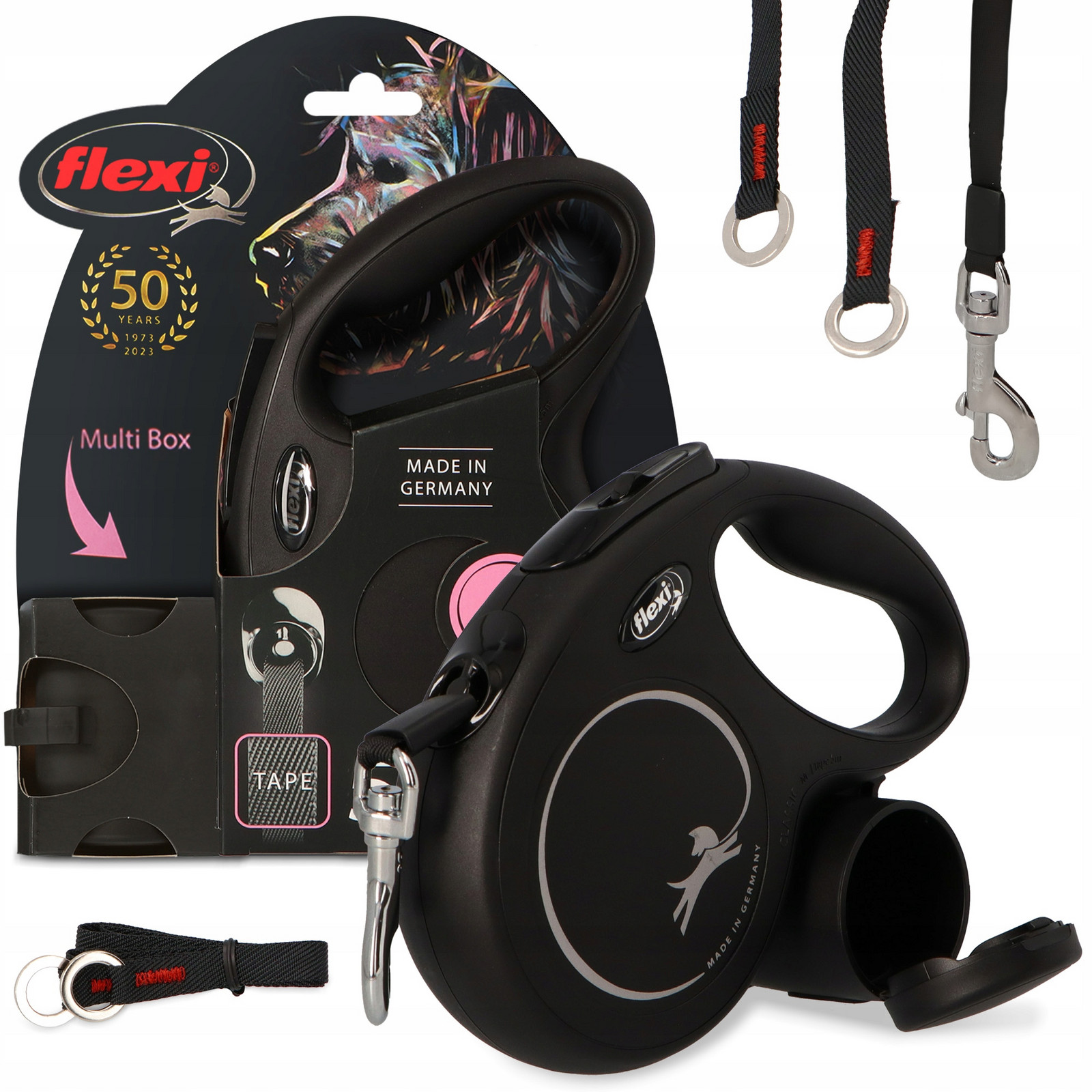 Vodítko Psa Automatické 5m Páska Nádoba sáčky na psí exkrementy Multi Box