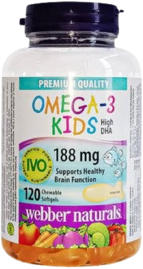 WEBBER NATURALS Omega-3 pro děti 188 mg IVO kvalita, 120 kapslí