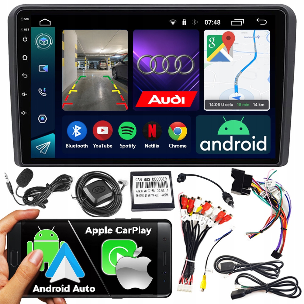 2DIN Ncs Autorádio RS-305 Audi A3 8P 2003-2012 Android Navigace