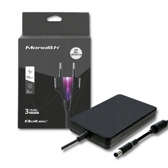 Qoltec Napájecí adaptér pro notebook Dell 240W 19.5V 12.3A 7.4*5.0+ pin +kabel
