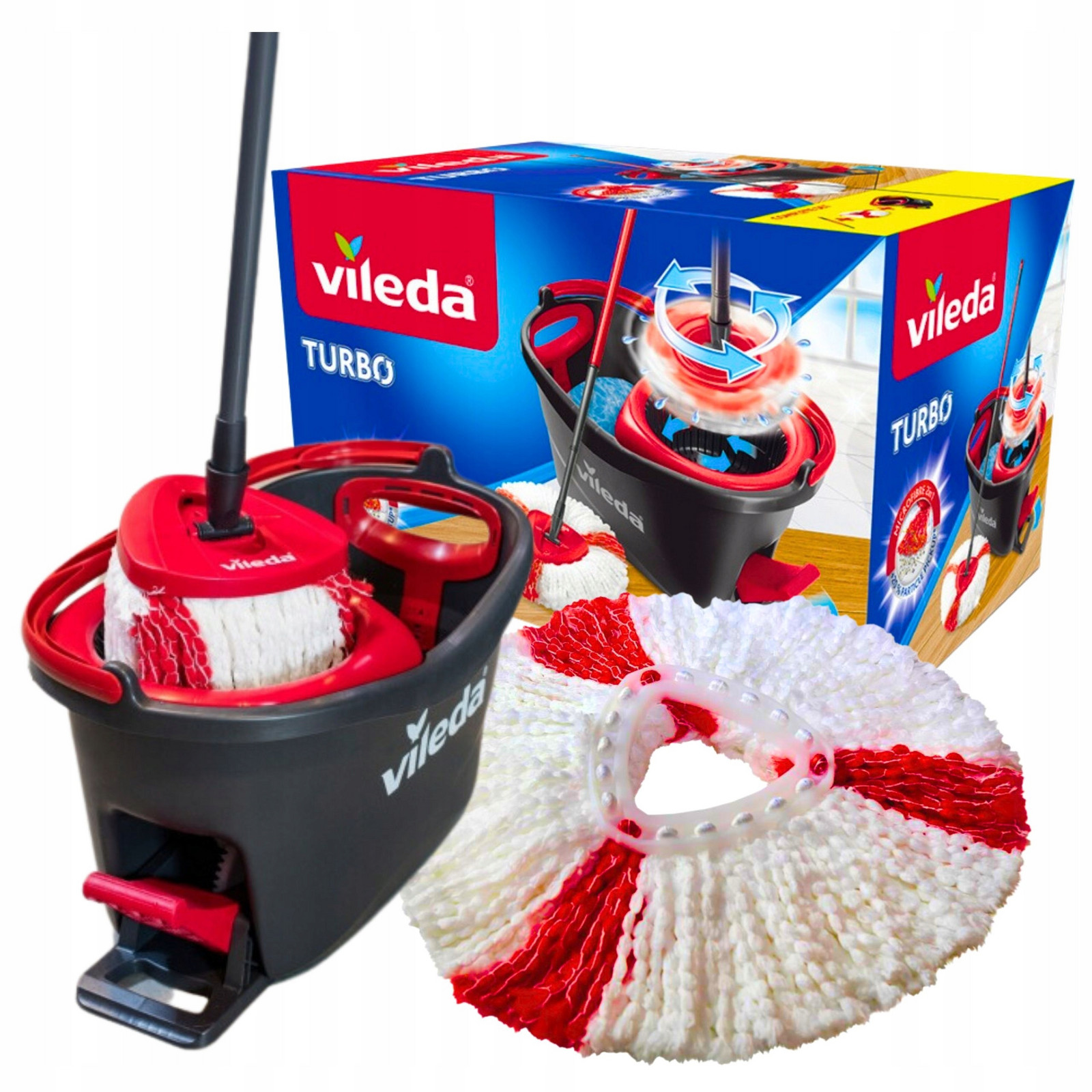 Vileda Turbo EasyWring Mop Otočná tyč kbelík náplň