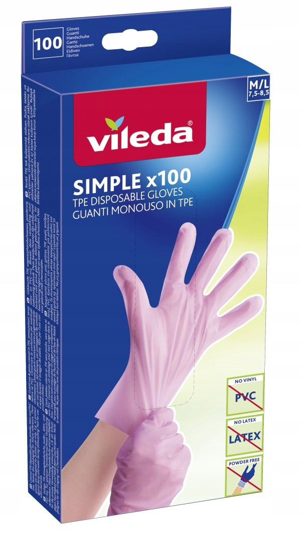 Rukavice Vileda Simple x100 (L 8-9)