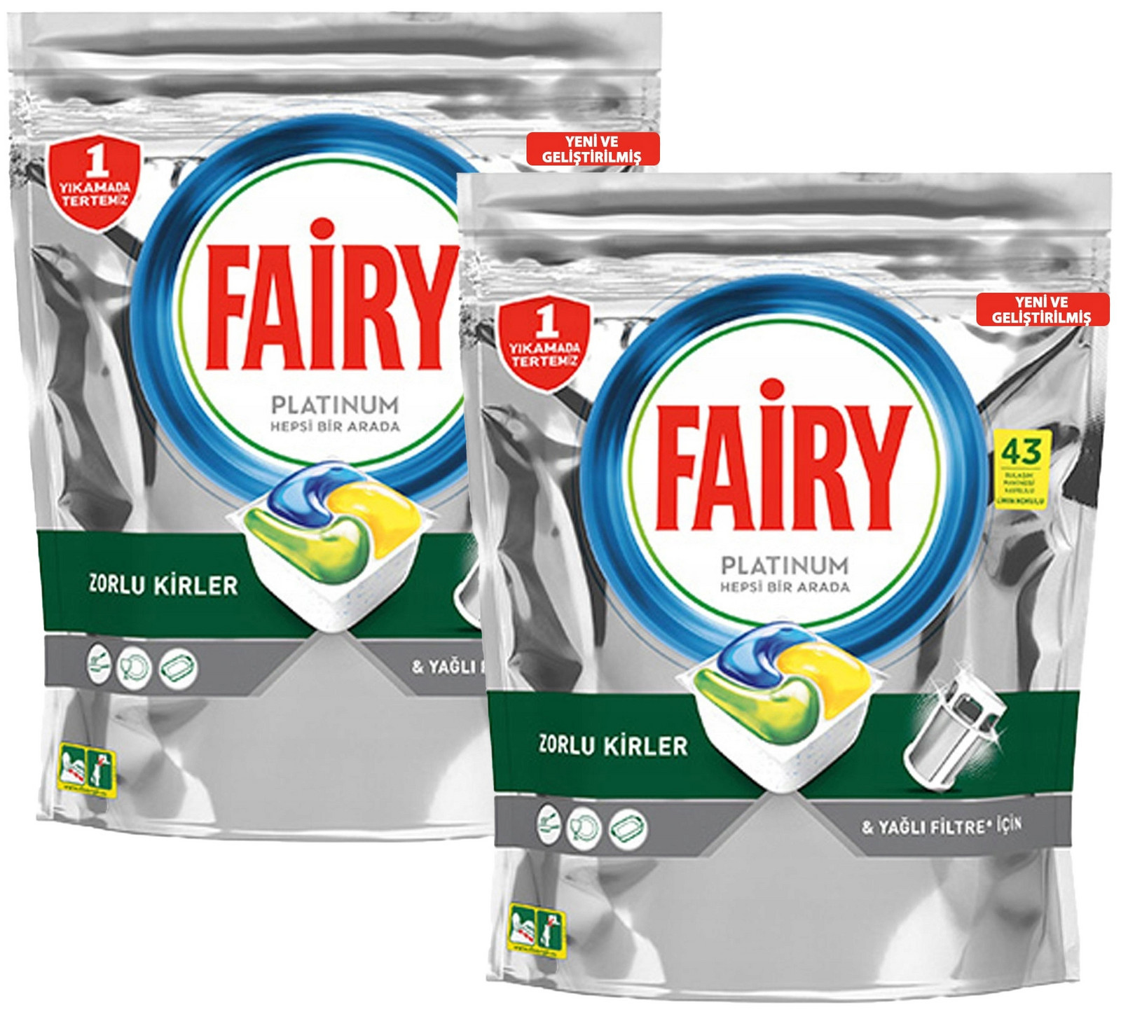 Fairy Platinium Kapsle do myčky Lemon 43 kusů x2