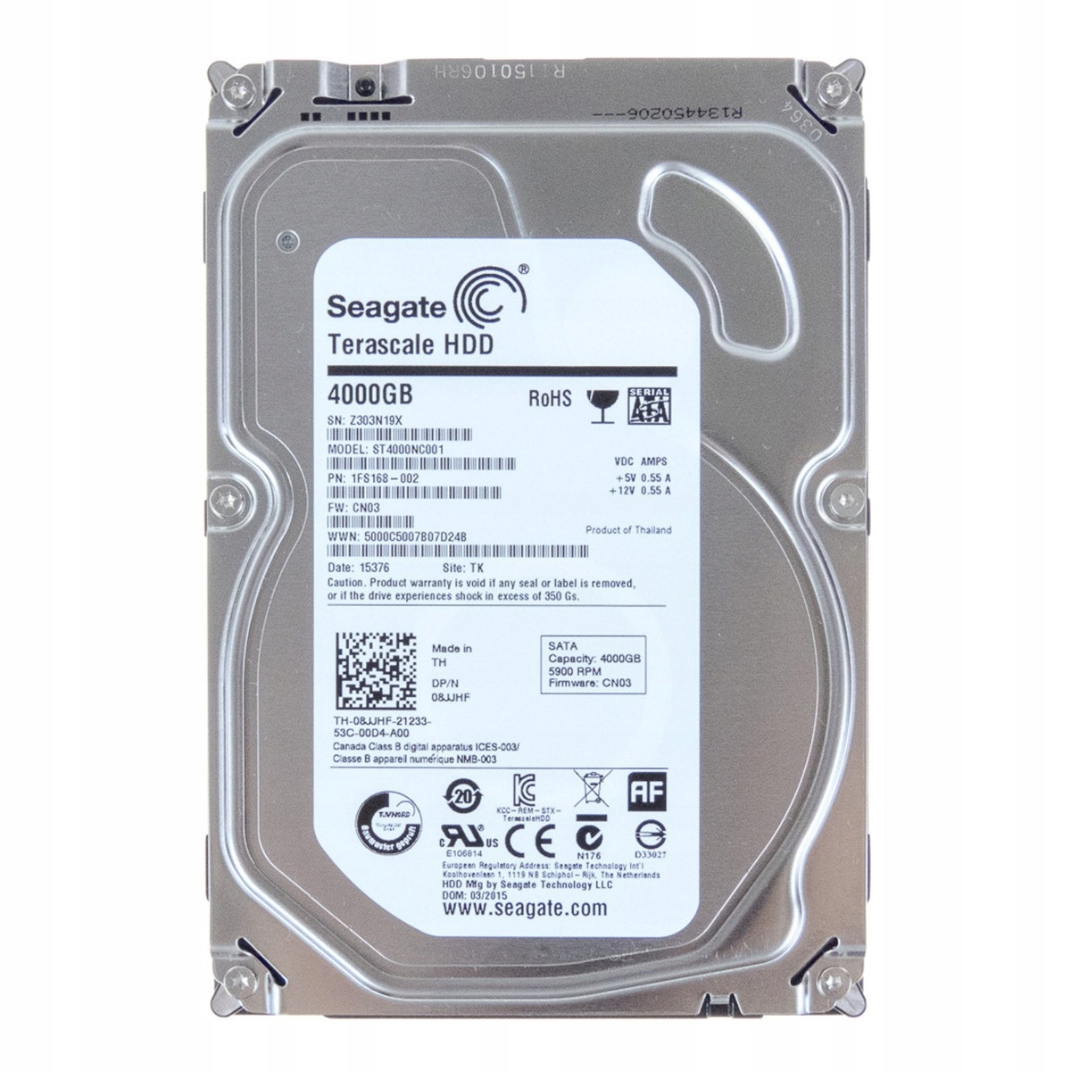 Dell 08JJHF 4TB 5.9K 64MB Sata III 3.5'' ST4000NC001