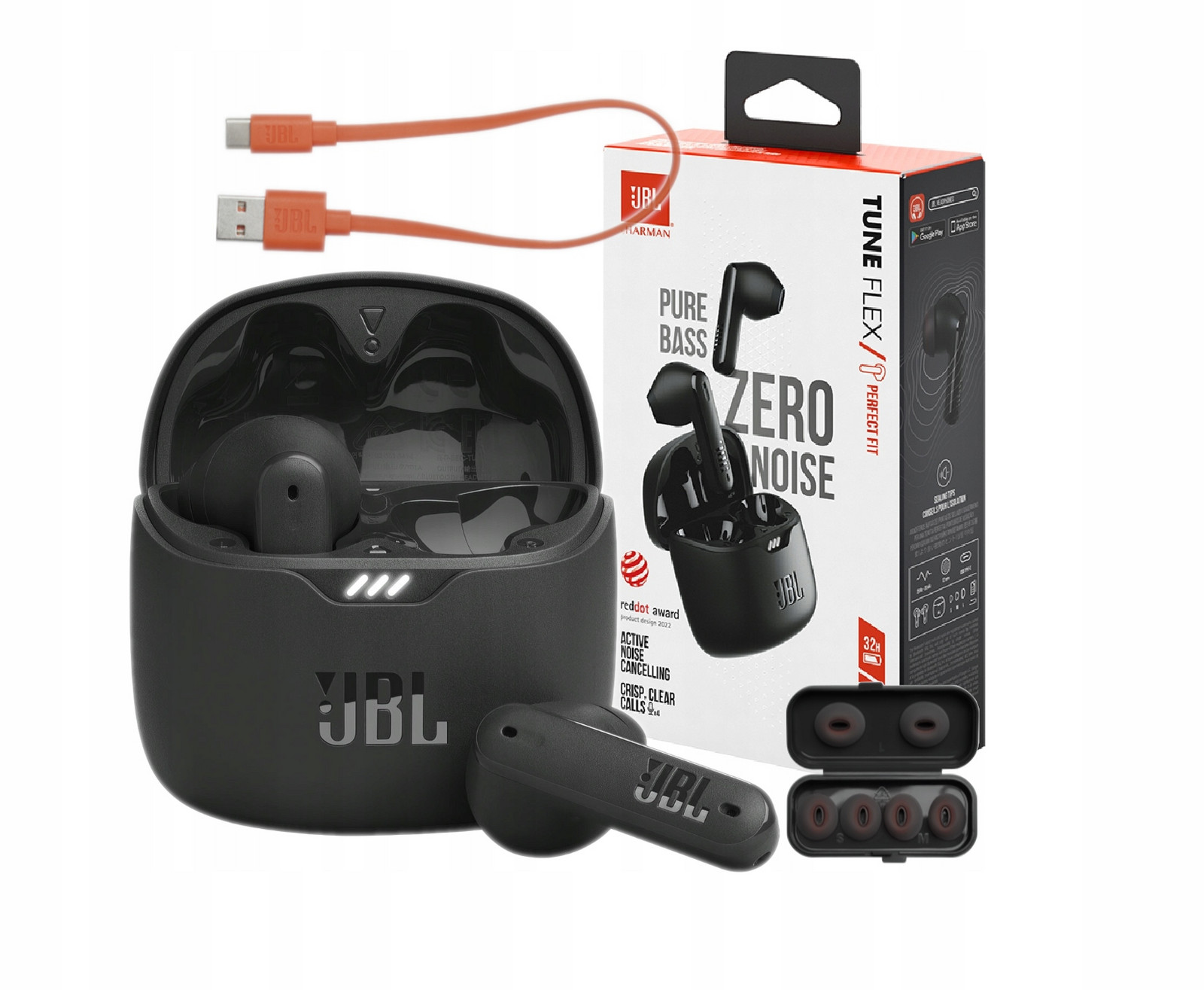 Bezdrátová Sluchátka Jbl Tune Flex Tws Černá Bass Bluetooth