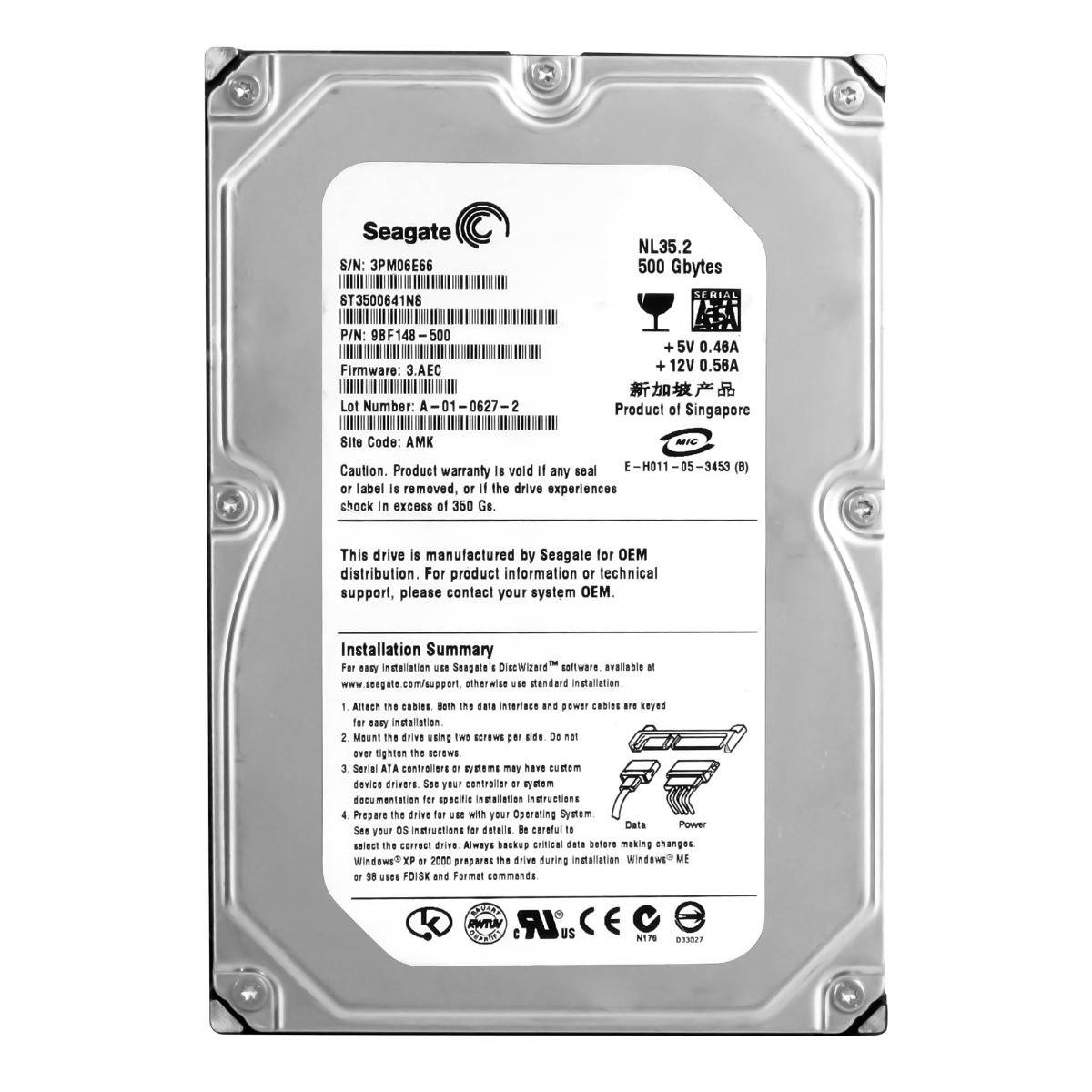 Seagate NL35.2 500GB 7.2K 8MB Sata II 3.5'' ST3500641NS