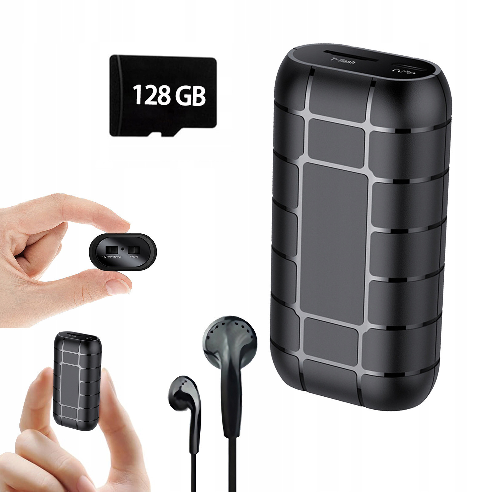 Záznamník zvuku odposlech nejdelší doba záznamu 500h 20 dní 128GB