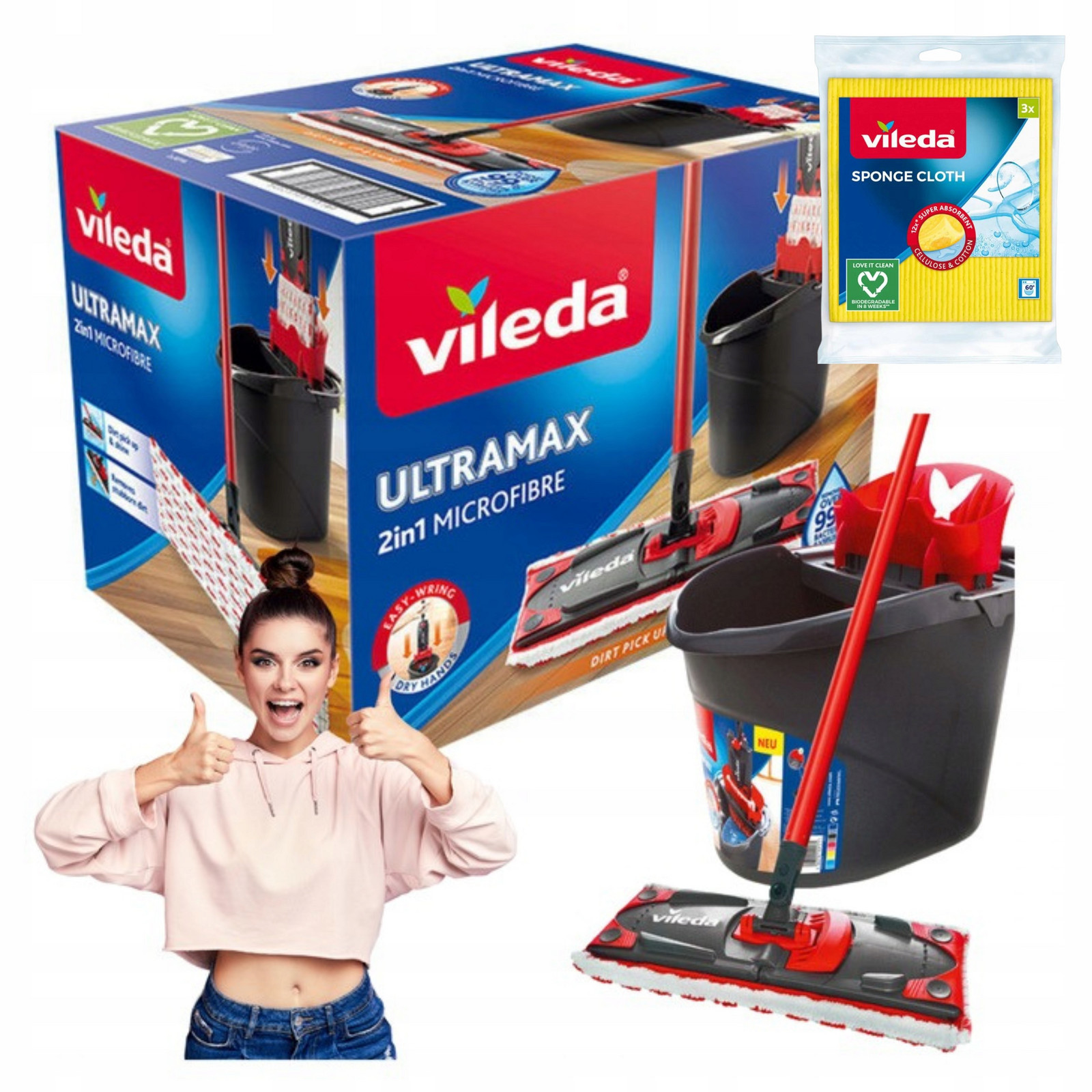 Set Vileda Ultramax Box Mop Kbelík Plochý se ždímačem Bonus Pucerki