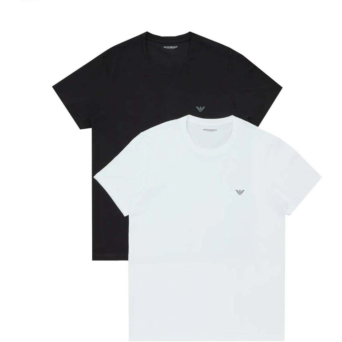 Emporio Armani  Lounge 2 Pack Crew T-Shirts White/Black  Bílá