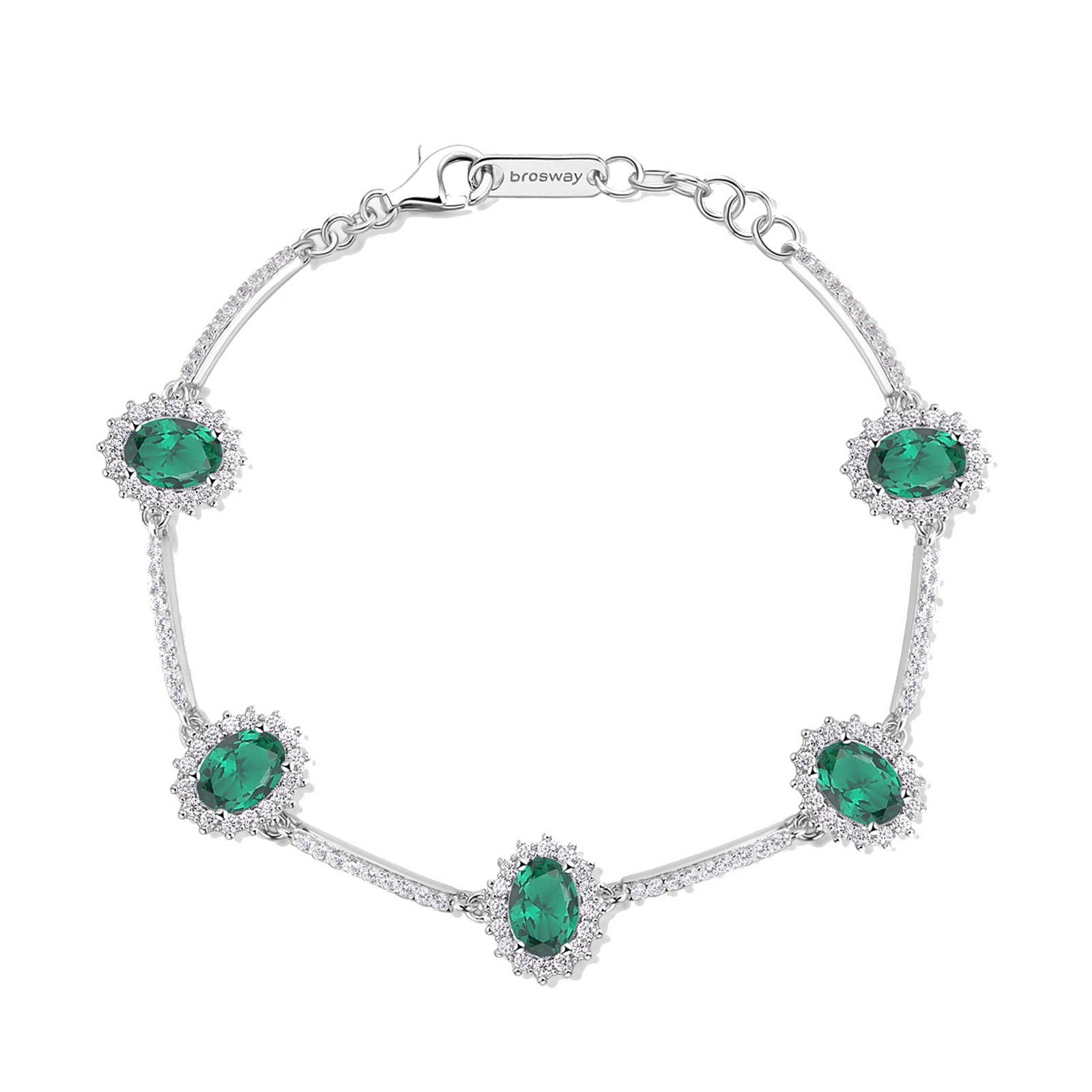 Brosway Luxusní stříbrný náramek se zirkony Fancy Life Green FLG34