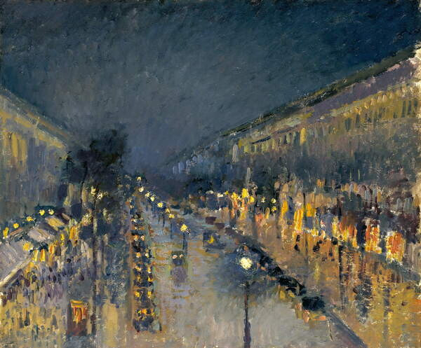 Pissarro, Camille Obrazová reprodukce The Boulevard Montmartre at Night, 1897, Pissarro, Camille, 40 × 35 cm