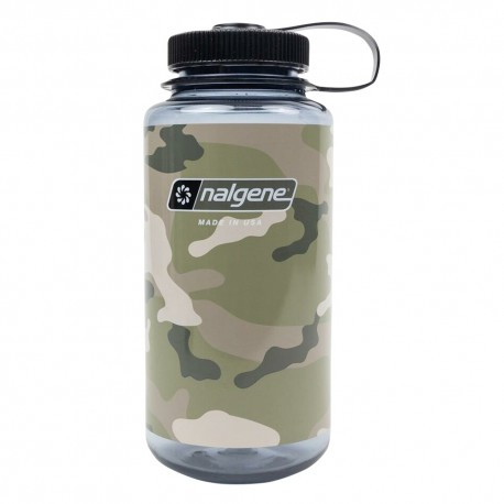 Nalgene Wide Mouth Sustain Camo Print 1000 ml nárazuvzdorná láhev na pití limitovaná edice Gray/black camo