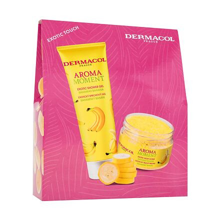 Dermacol Aroma Moment Bahamas Banana unisex dárková sada sprchový gel Bahamas Banana 250 ml + tělový peeling Bahamas Banana 200 g unisex