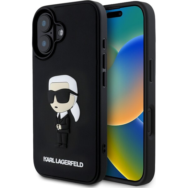 Karl Lagerfeld 3D Rubber Ikonik kryt pro iPhone 16 černý