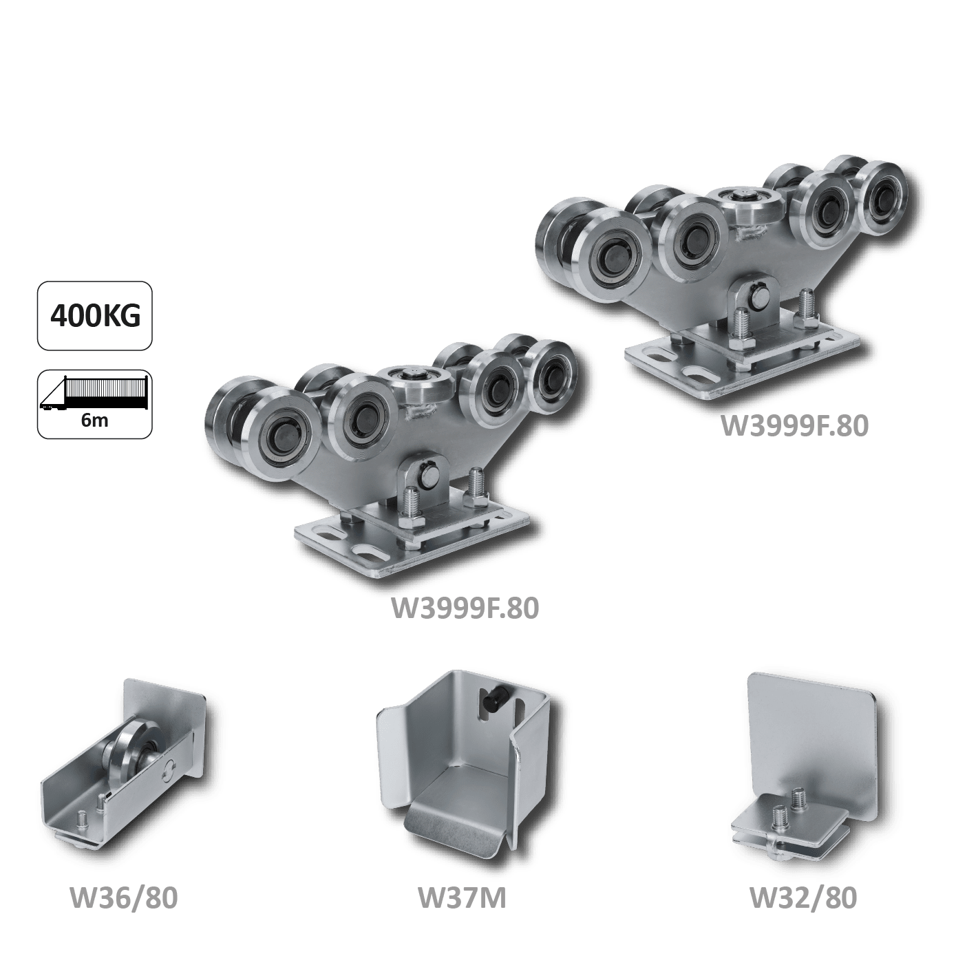 Set pro samonosný systém 80 x 80 x 5 mm, bez profilu, (2x W3999F.80, 1x W37M, 1x W36/80, 1x W32/80)