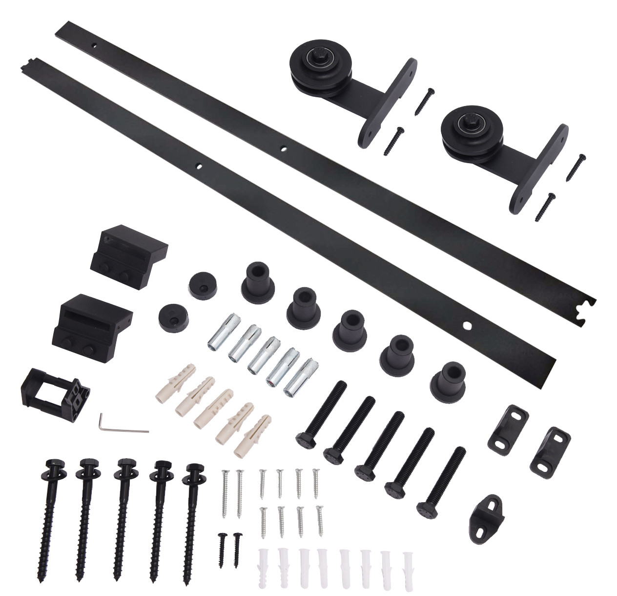 Systém pro posuvné dveře, pozinkovaný, L=2000 mm, RAL 9005 matná černá barva