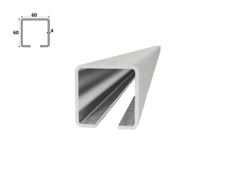 C60ZX - nosný pozinkovaný C profil 60x60x4 mm pro samonosné posuvné brány - C60ZX - nosný pozinkovaný C profil 60x60x4 mm pro samonosné posuvné brány 6 m, cena za kus