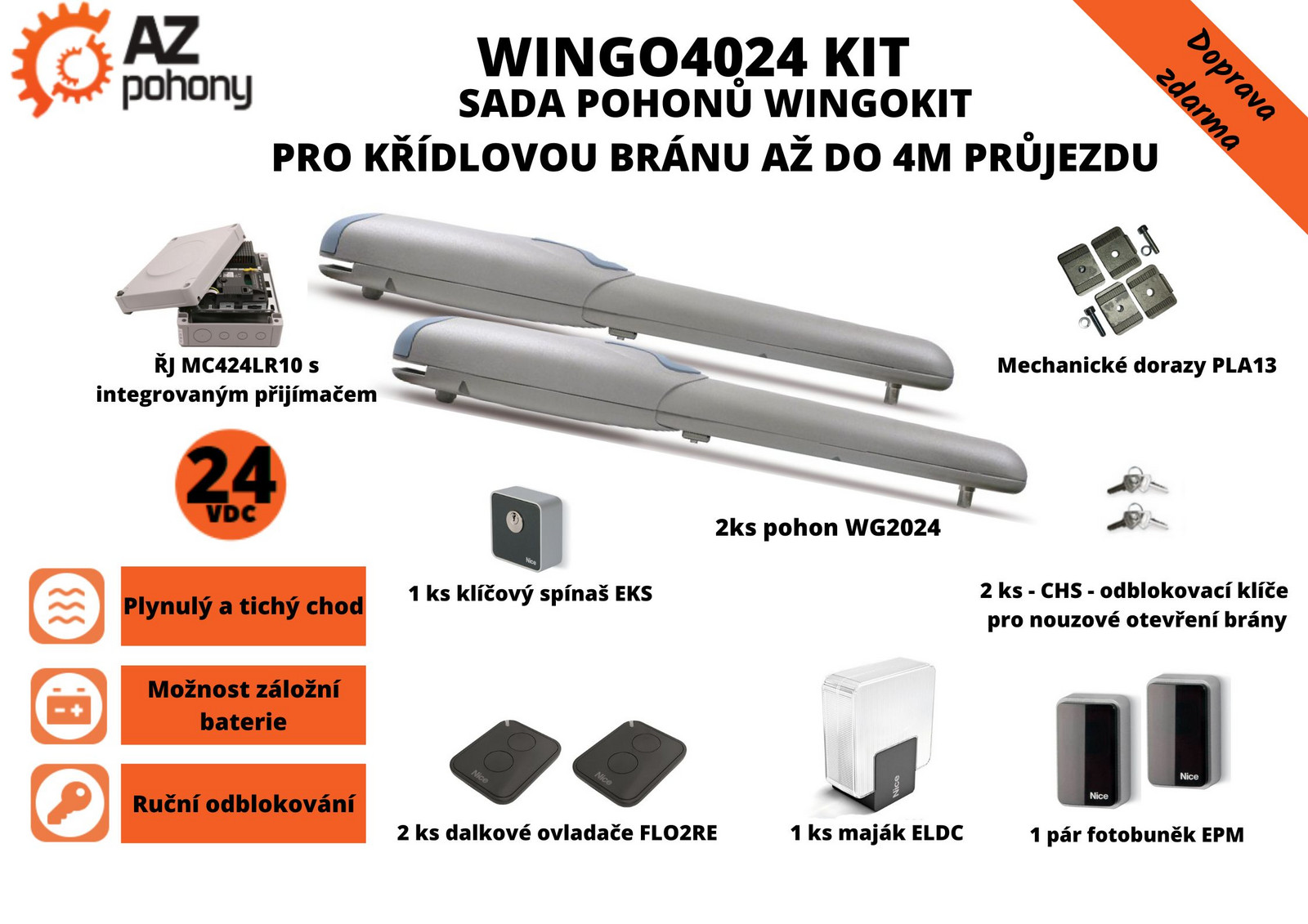 Wingo4024 Kit - sada pohonů WingoKit pro křídlovou bránu