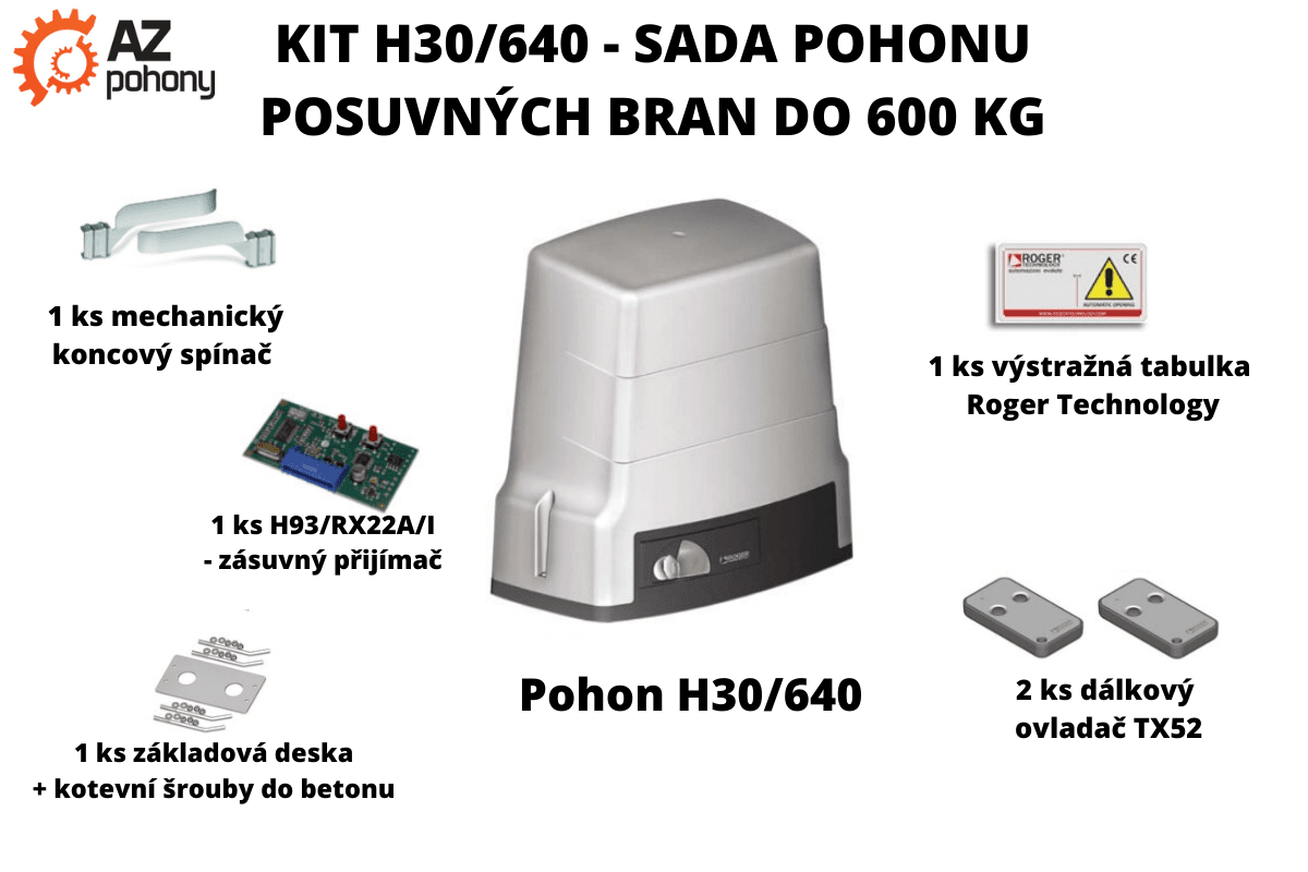 KIT H30/640 - sada pohonu posuvných bran do 600 kg - KIT H30/640 - sada pohon posuvných bran do 600 kg