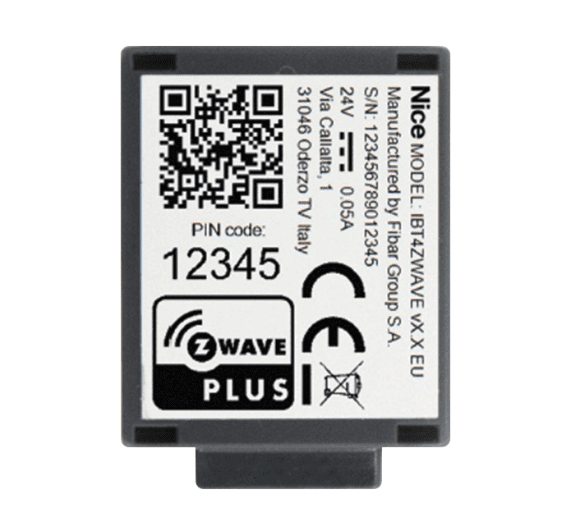 IBT4ZWAVE Nice BiDi ZWave modul pro instalaci do řídicích jednotek pohonů NICE a NICEHOME