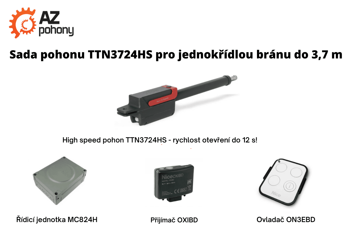 TTN3724HS 1K kit - sada pohonu TTN3724HS pro jednokřídlou mohutnou bránu do 3,7 m