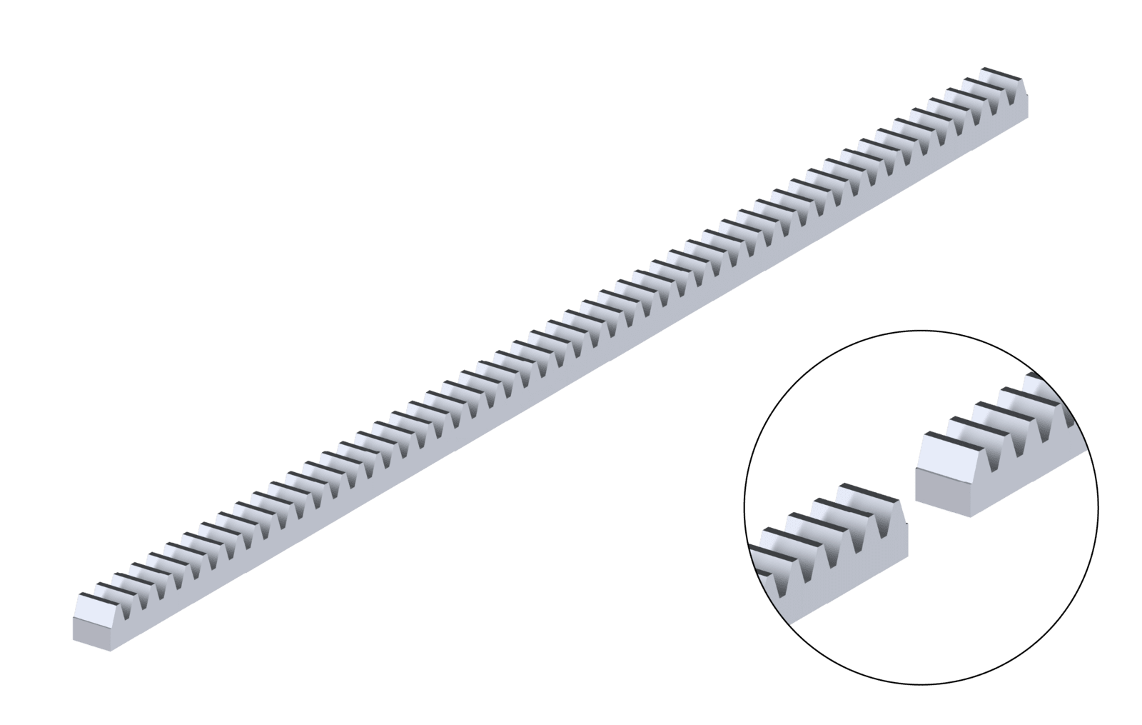 Hřeben kovový 30 x 30 mm, 1000 mm, pro pohony s pastorkem M6, max. do 5000kg, pozinkovaný, cena za kus